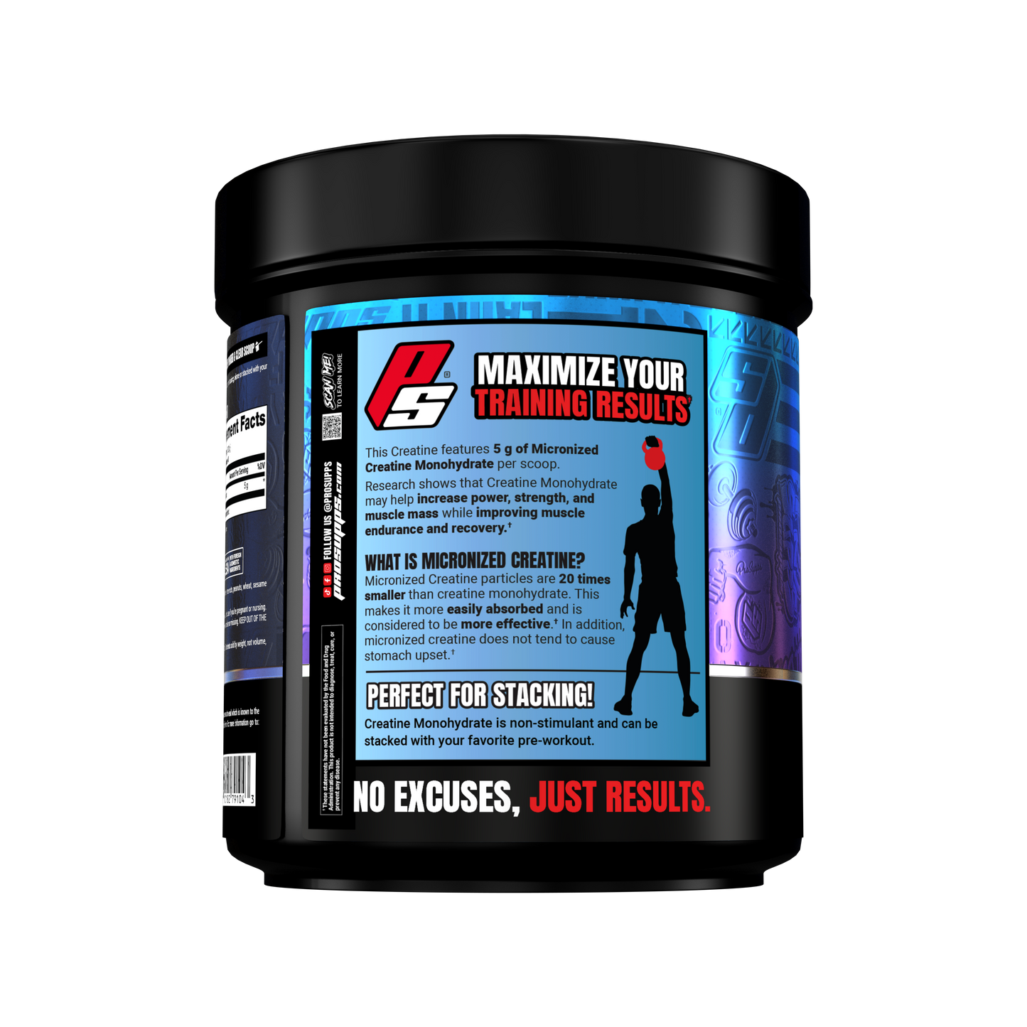 Creatina Monohidratada Dual Tub Blue Razz + Sin Sabor | 80 Servicios Prosupps