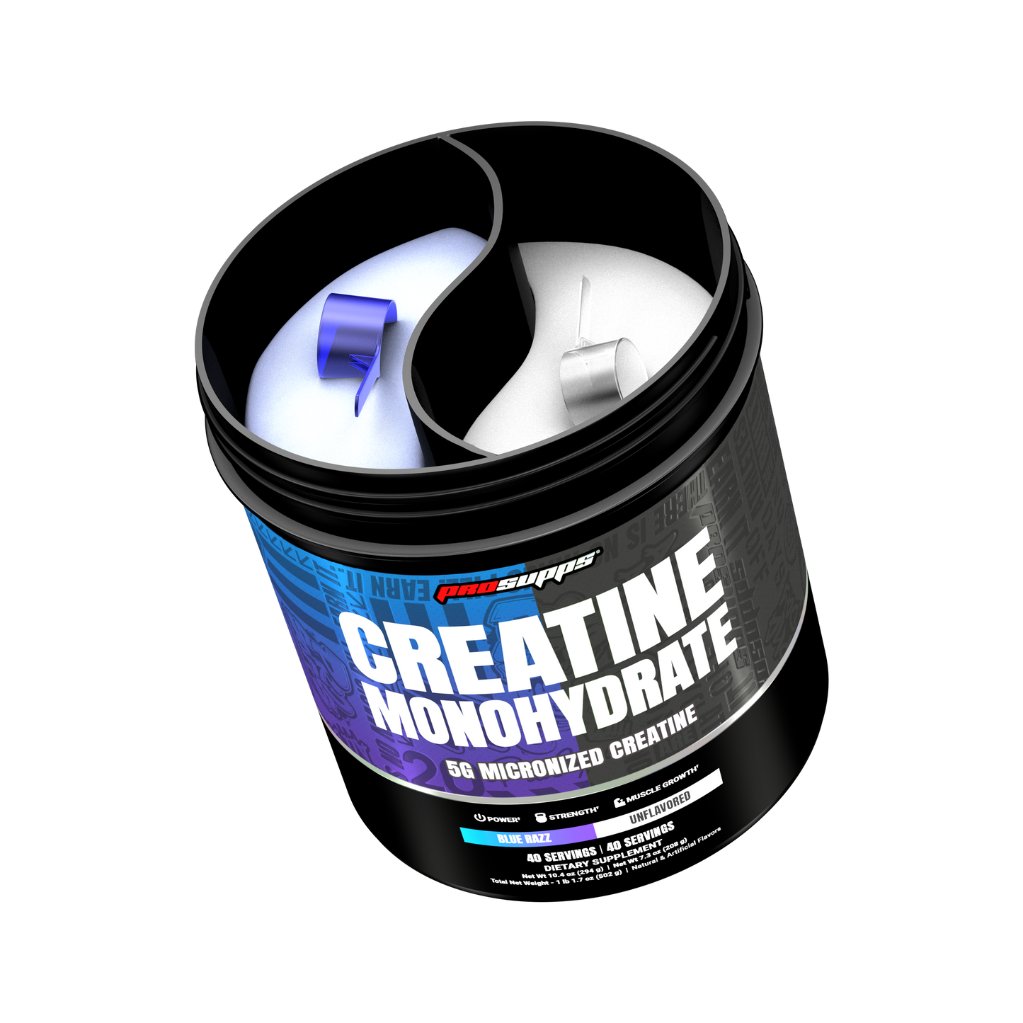 Creatina Monohidratada Dual Tub Blue Razz + Sin Sabor | 80 Servicios Prosupps